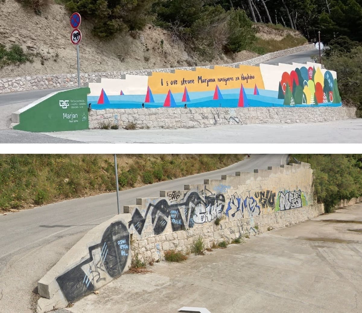 36. Na Kašteletu učenici Škole za dizajn, grafiku i održivu gradnju osmislili i oslikali zapušteni zid