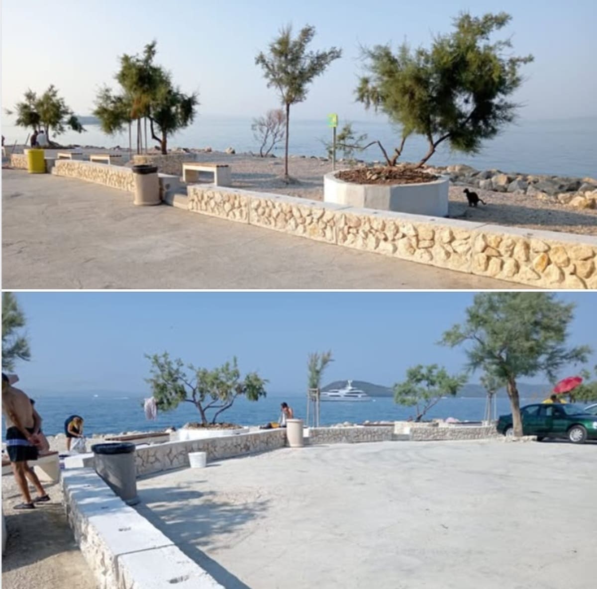 38. Na plaži Kaštelet postavljeni montažni kameni zidići između šljunčanog dijela plaže i betonskog platoa